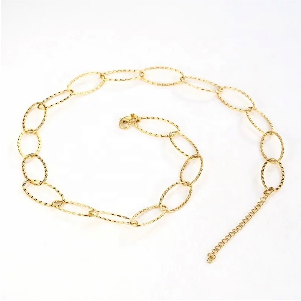 14K gold plated stainless steel chain link necklace 16 inches, 2 inch extender